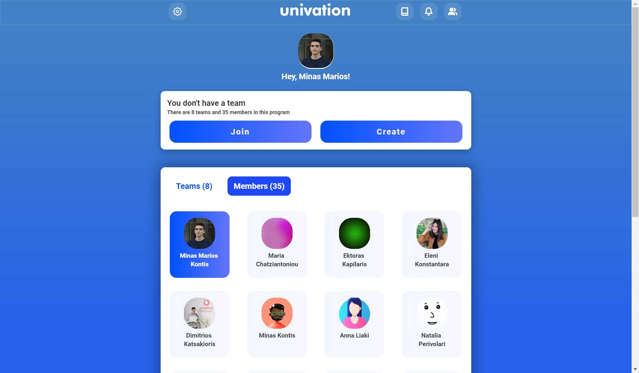 screenshot of Incubators Platform